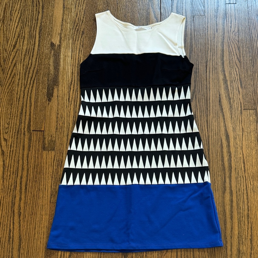 Bailey 44 Black and Blue Geometric Mini Dress